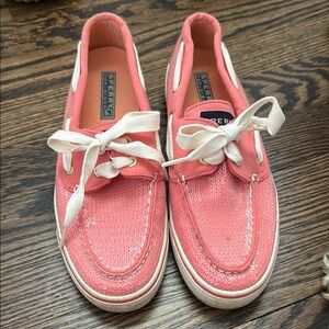 Sperry Women's Pink Sequin Boat Shoes